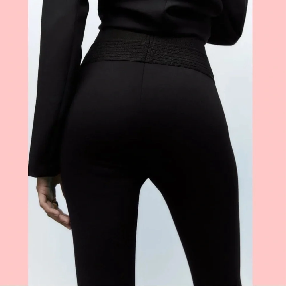 Zara Black Formal Leggings Wide Waistband Medium GUC - Picture 3 of 14